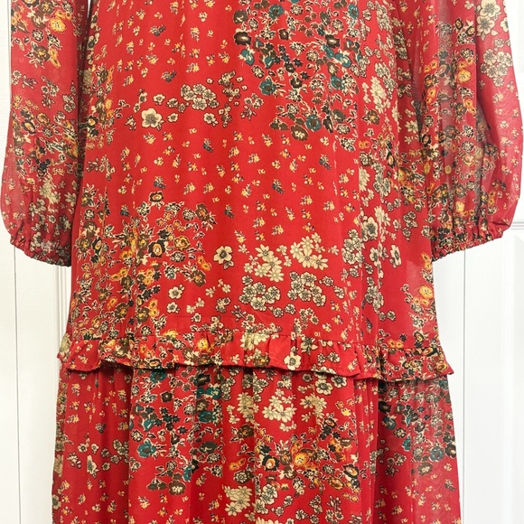 NWT Baltic Born Red Multi Floral Tiered Deep V-Neck Bowman Maxi Dress XL - Picture 15 of 16